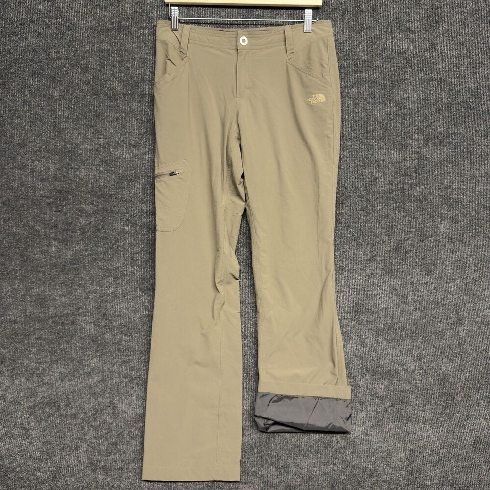 The North Face Women's Size 8 Nylon Hiking Pants Brown Side Zip Pocket Straight